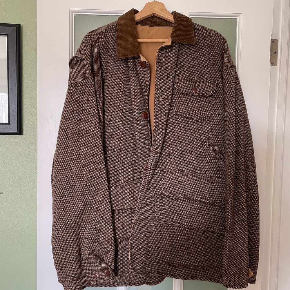 Vintage Polo Ralph Lauren Reversible Brown Tweed Hunting Jacket